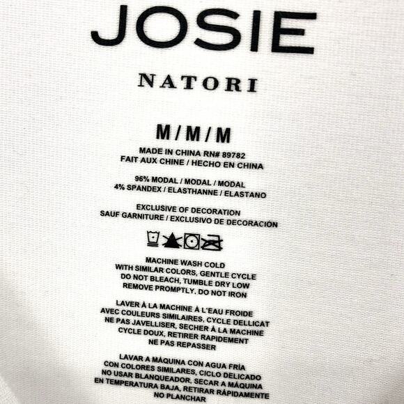 JOSIE NATORI Women's Layering Elements Boxy Tee M White Stretch Round Neck NWOT - Picture 9 of 9